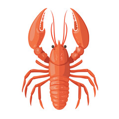 2D flat vector illustration of a Lobster in icon style, isolated on white background