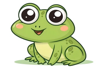 Cartoon Vector of Green cue baby frog isolated on white background