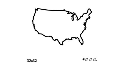 United States outline map with transparent background