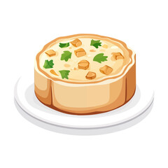 Minimal flat vector of a Pate Chinois, 2D icon-style illustration on white background
