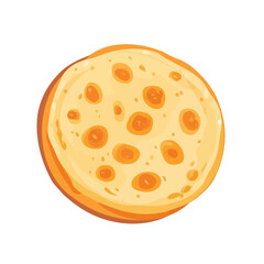 Flat 2D Langos illustration, vector graphic in icon style, on white background