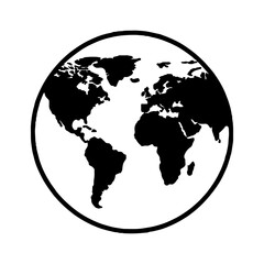 World globe outline with transparent background