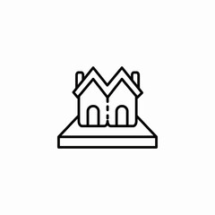 twin house building icon sign vector