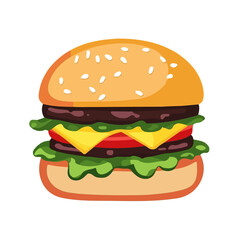 2D flat vector illustration of a Veggie Burger in icon style, isolated on white background