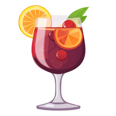 Flat 2D Sangria illustration, vector graphic in icon style, on white background