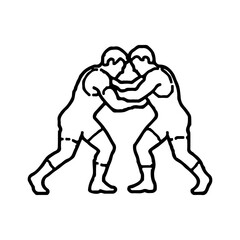 Wrestling match outline style for sports concept