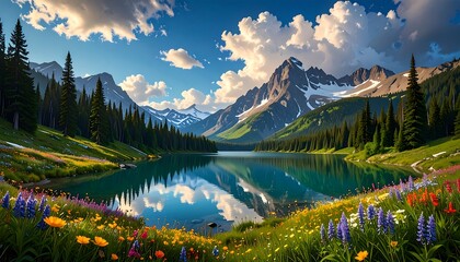 Mountain Lake Reflection at Sunset (1)