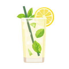 Minimal flat vector of a Mint Lemonade, 2D icon-style illustration on white background