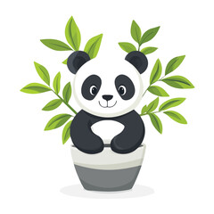 Panda Plant, flat style 2D vector image, isolated on a white background