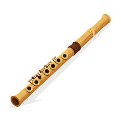 2D flat vector illustration of a Recorder Flute in icon style, isolated on white background