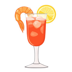 2D flat vector illustration of a Shrimp Cocktail in icon style, isolated on white background