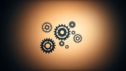 Abstract floating mechanical gears on gradient background, representing digital transformation and business process optimization, perfect for corporate innovation reports and technology consulting mat