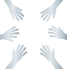 Silver Silhouetted Hands Reaching 