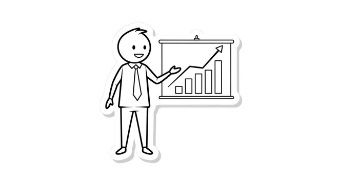 black and white businessman presenting graph clip art preview