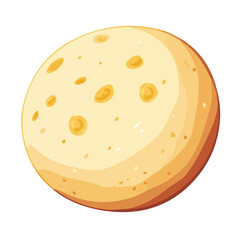 Minimal flat vector of a Pao De Queijo, 2D icon-style illustration on white background