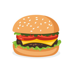 2D flat vector illustration of a Veggie Burger in icon style, isolated on white background