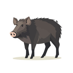 Wild Boar, flat style 2D vector image, isolated on a white background