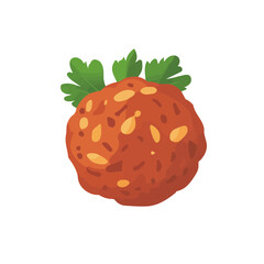 Flat 2D Kofta illustration, vector graphic in icon style, on white background