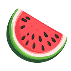 Flat 2D Watermelon illustration, vector graphic in icon style, on white background