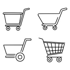 Black and white icon set of four different 
