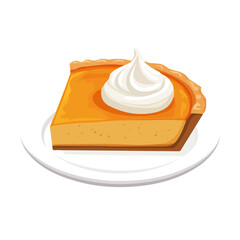 Flat 2D Pumpkin Pie illustration, vector graphic in icon style, on white background