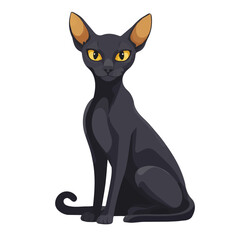 Flat 2D Sphinx Cat illustration, vector graphic in icon style, on white background