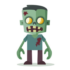 2D flat vector illustration of a Zombie in icon style, isolated on white background