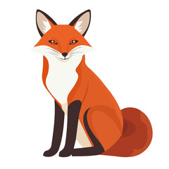 2D flat vector illustration of a Red Fox in icon style, isolated on white background