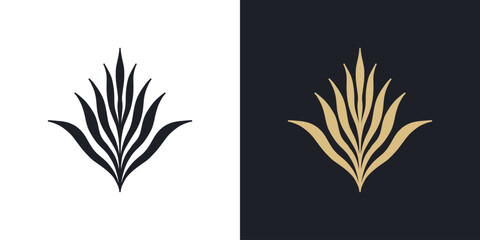 Elegant logo template, emblem design with plant elements. Luxury vector pattern