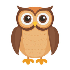Flat 2D Owl illustration, vector graphic in icon style, on white background