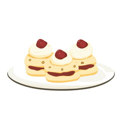 Flat 2D Scones illustration, vector graphic in icon style, on white background