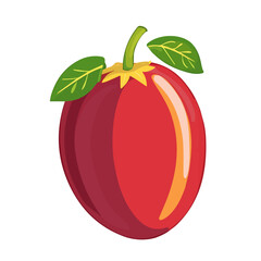 2D flat vector illustration of a Tamarillo in icon style, isolated on white background