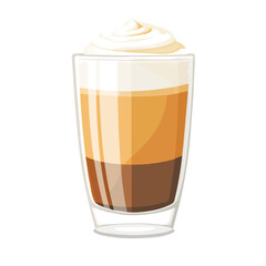 Minimal flat vector of a Vanilla Latte, 2D icon-style illustration on white background