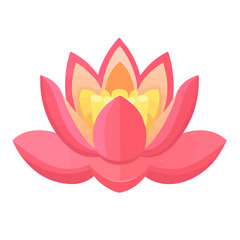 Flat 2D Lotus illustration, vector graphic in icon style, on white background