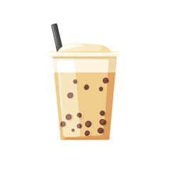 Milk Tea, flat style 2D vector image, isolated on a white background