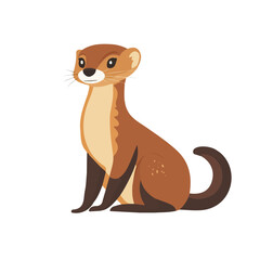 Stoat, flat style 2D vector image, isolated on a white background