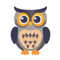 Minimal flat vector of a Owl, 2D icon-style illustration on white background