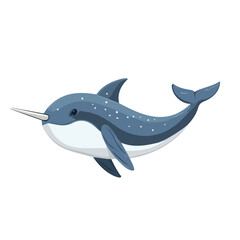 Minimal flat vector of a Narwhal, 2D icon-style illustration on white background
