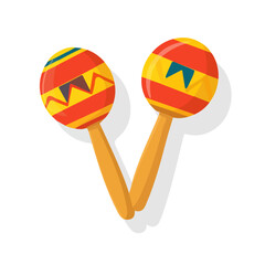 Minimal flat vector of a Maracas, 2D icon-style illustration on white background