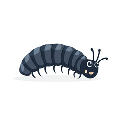 Minimal flat vector of a Millipede, 2D icon-style illustration on white background