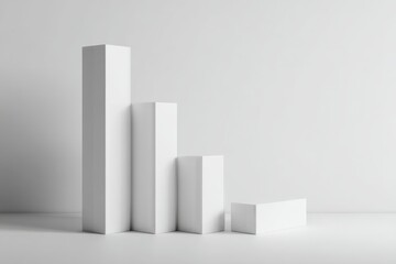 Abstract geometric shapes arranged in a stair-step pattern