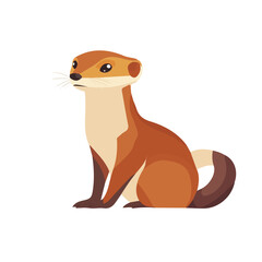 2D flat vector illustration of a Stoat in icon style, isolated on white background