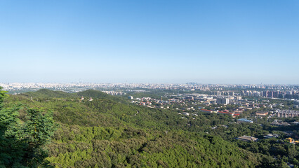 Fototapeta premium a bird view of beijing city from west mountain