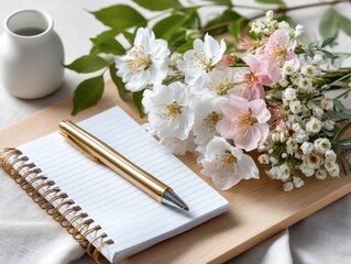 Floral-themed note paper mockup featuring delicate petals and elegant minimal layout, perfect for romantic or feminine stationery design.
