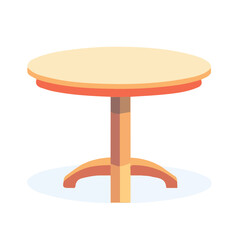 Round Dining Table, flat style 2D vector image, isolated on a white background