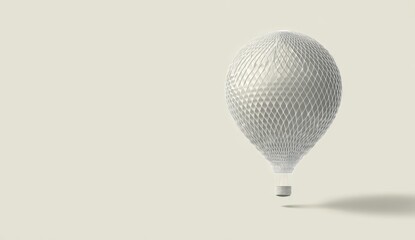 Obraz premium White, honeycomb-patterned hot air balloon against a light beige background