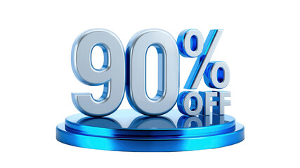 90% Off Sale 3D Render of Shiny Blue Discount Sign