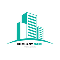 green color building logo design vector design on white background