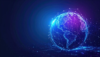 Obraz premium Glowing Digital Globe Network: Abstract Technology Background