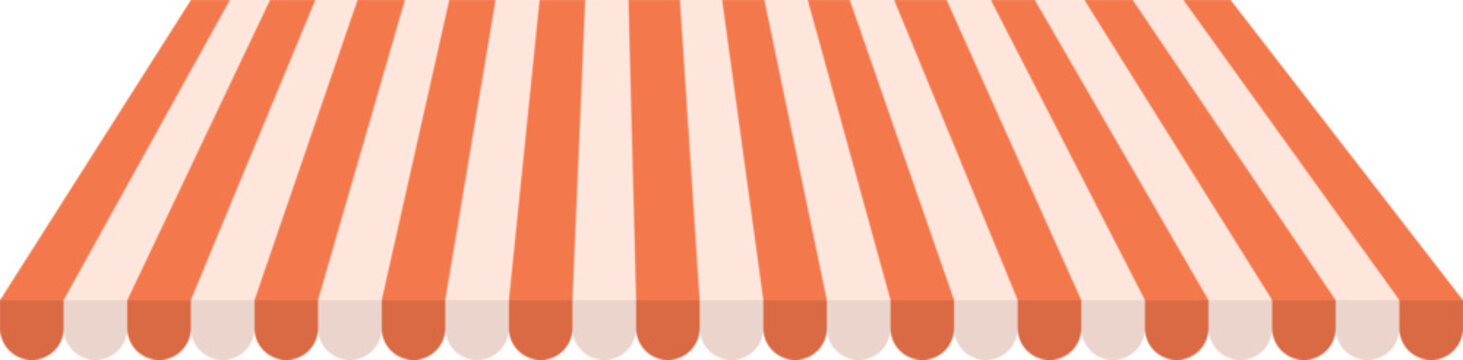 Bold orange striped canopy awning illustration, great for bakery shops, outdoor markets, cafes, and small store branding.